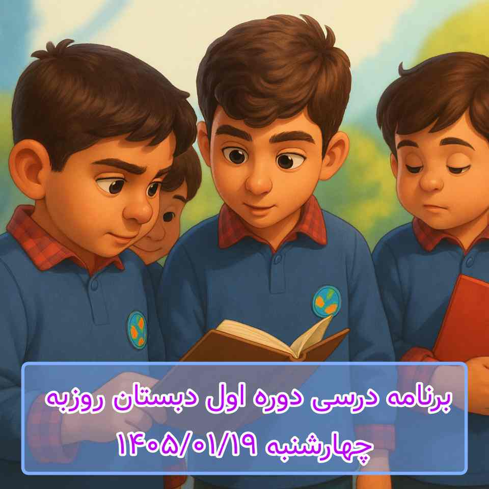 برنامه درسی دوره اول دبستان روزبه چهارشنبه 1405/01/19